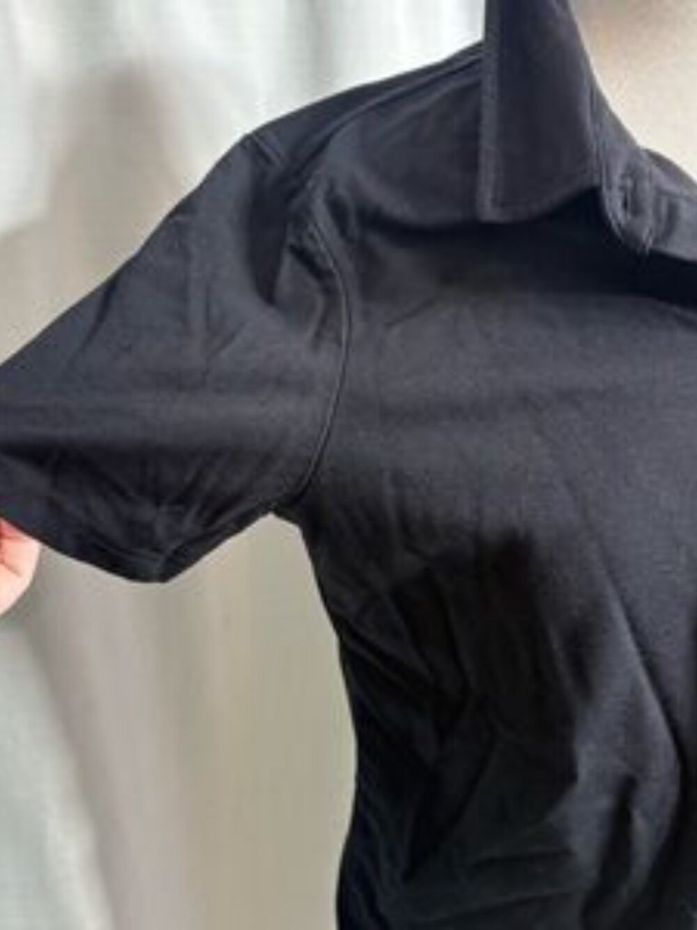 Classic Black Short Sleeve Knit Polo Shirt Large Golf Business Casual - Picture 4 of 7
